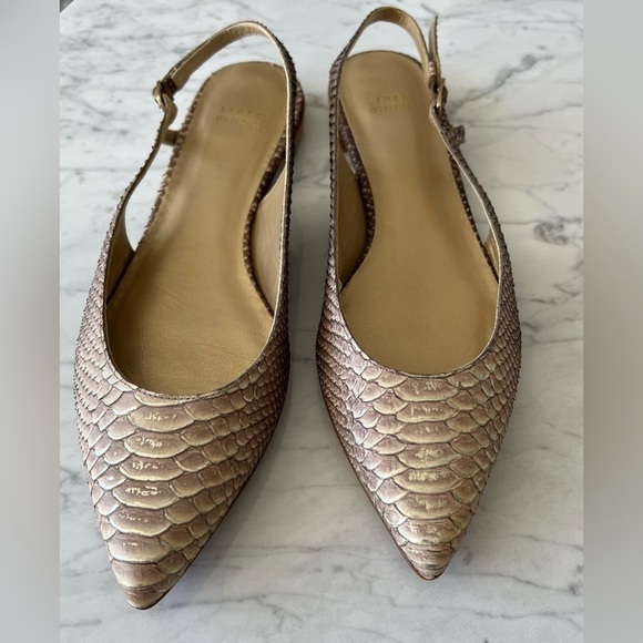 Stuart Weitzman Python Embossed Leather Slingback Flats – Size 8.5 M - Picture 1 of 12